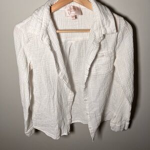 Audrey parks White gauze Button Down Shirt for Women